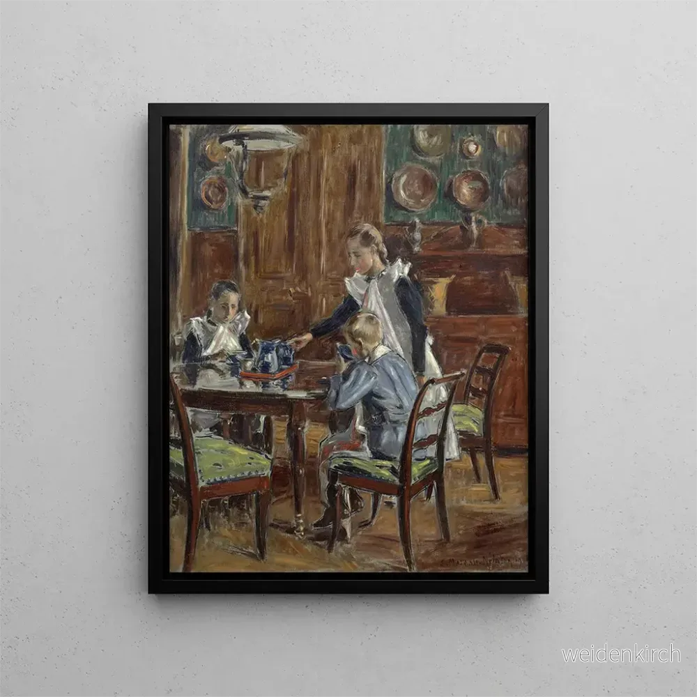 Målning Le petit déjeuner du matin Les enfants de l’artiste dans la salle à manger de Frévent - Tardenois - Étienne Moreau - Nélaton | Konsttryck