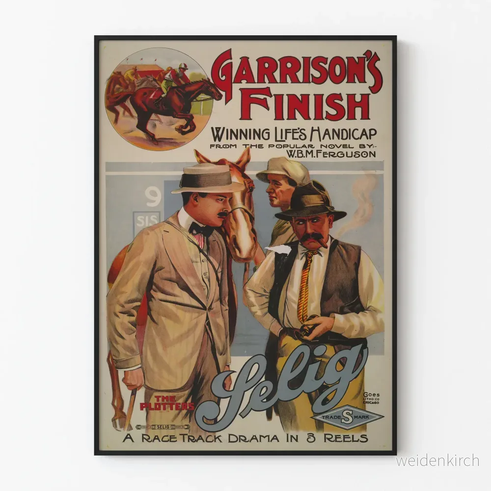 Vintageposter Garrison's Finish Hästkapplöpning