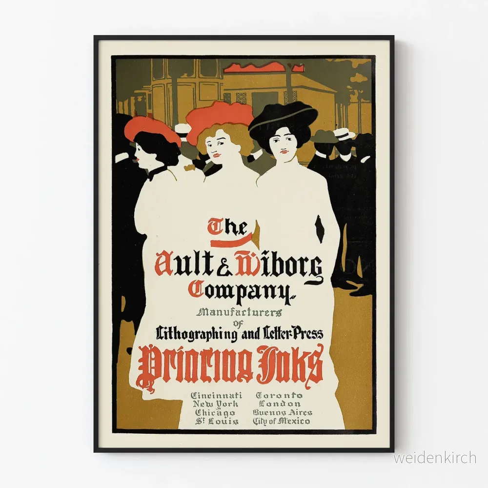 Vintageposter Ault & Wiborg Company - Typografisk väggdekoration