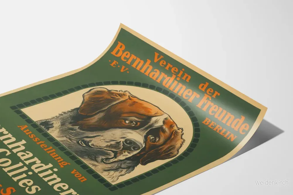 Vintageaffisch Bernhardiner Freunde Berlin - Poster väggdekoration hund Saint-Bernard - Bild 3