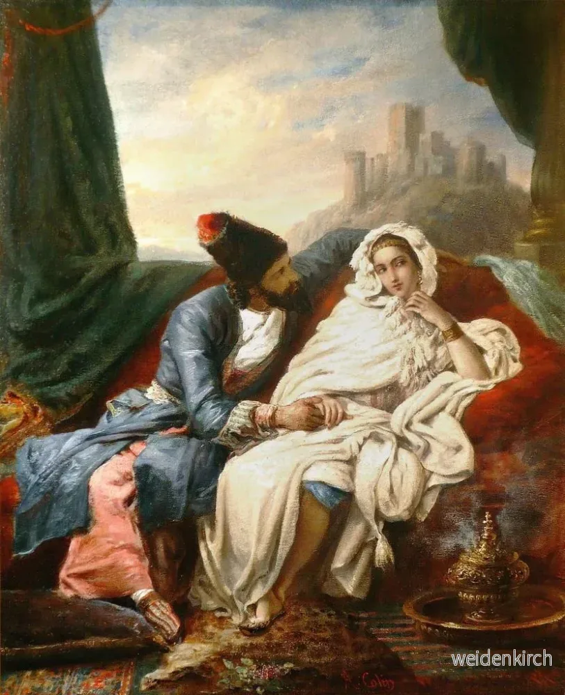 Målning La Belle Orientale et le Cosaque - Alexandre Marie Colin | Konsttryck - Bild 2