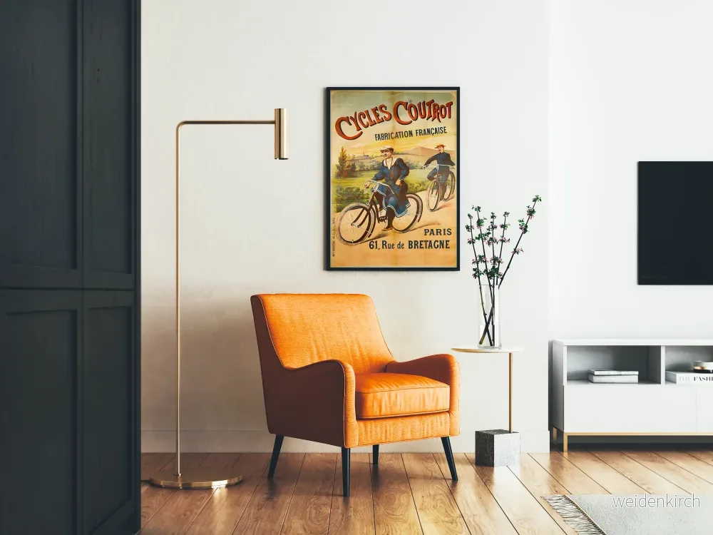 Vintageaffisch Cycles Coutrot tillverkning i Frankrike Paris - Bild 2