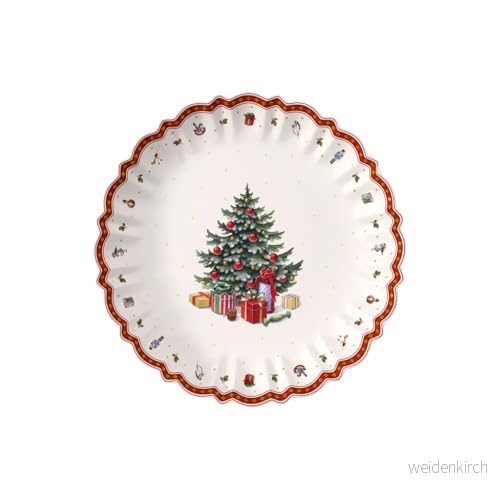 Villeroy och Boch Toy's Delight rund serveringsskål, premium porslin, vit/röd, stor 4003683495411