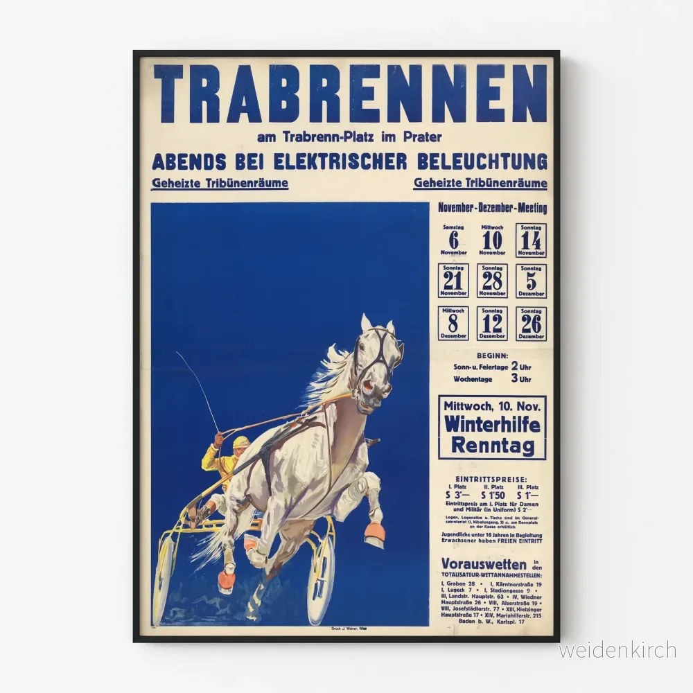 Vintageaffisch Travlöpning på Trabrennplatz – Hästtema Väggdekoration