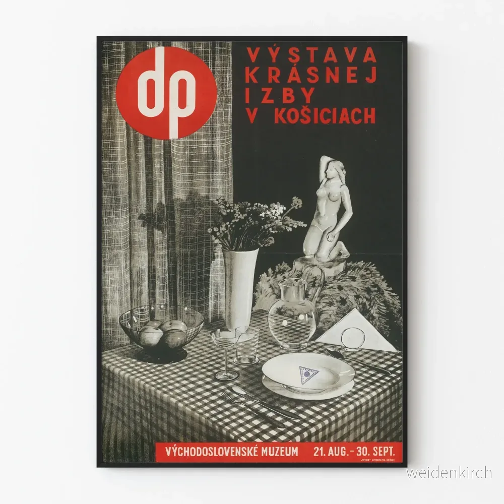 Vintageposter för utställningen Krásnej Izby i Košice