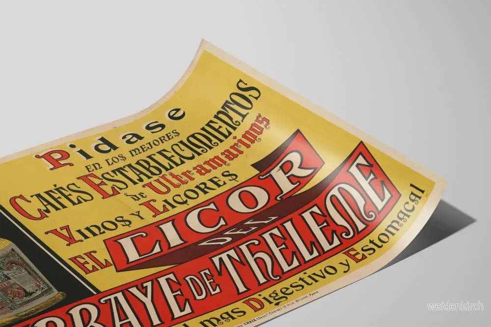Vintageposter av El Licor de l'Abbaye de Theleme - Retro väggdekoration - Bild 2