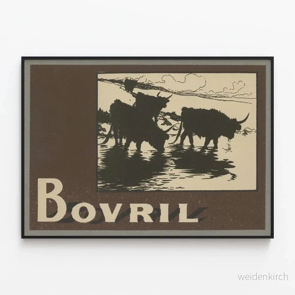 Vintage Bovril-Poster i svart och beige för väggdekoration
