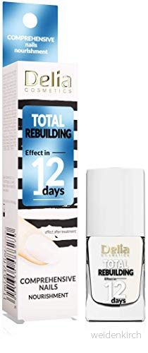 Delia Cosmetics nagelbalsam fullständig återuppbyggnad återbyggande, stärkande för skadade och spröda naglar kalcium & vitaminer vita närda 11 ml 5901350488270
