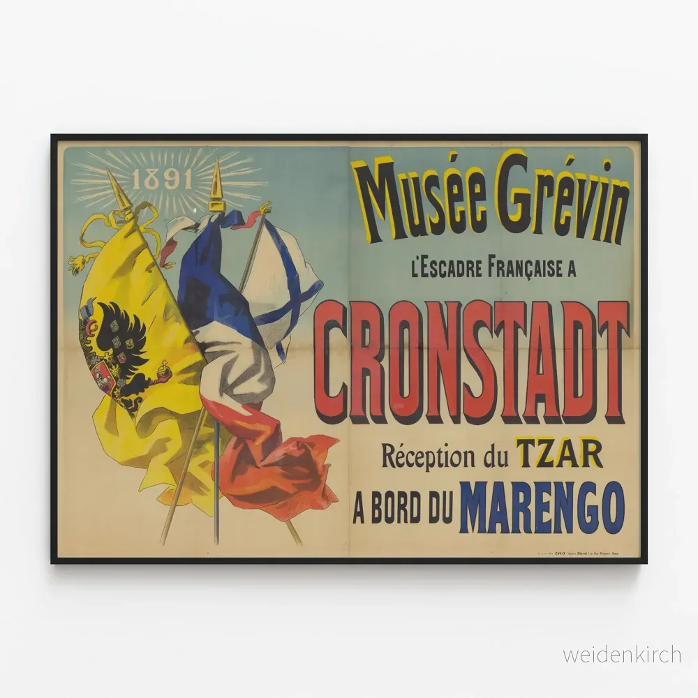 Vintageposter 1891 - Tzarens mottagande i Cronstadt av den franska flottan