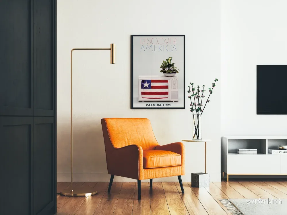 Vintageposter Discover America Worldnet television flagga - Bild 2