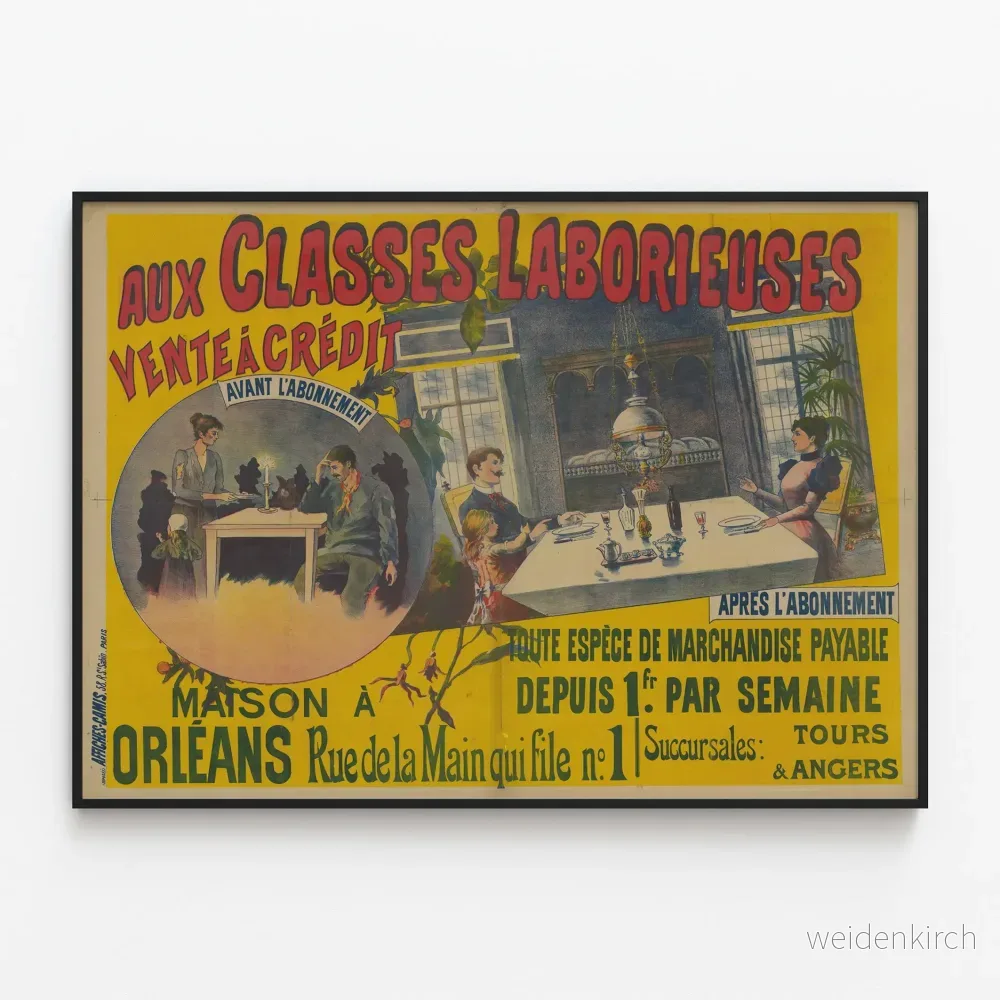 Vintageposter för kreditköp för arbetarklassen i Orléans