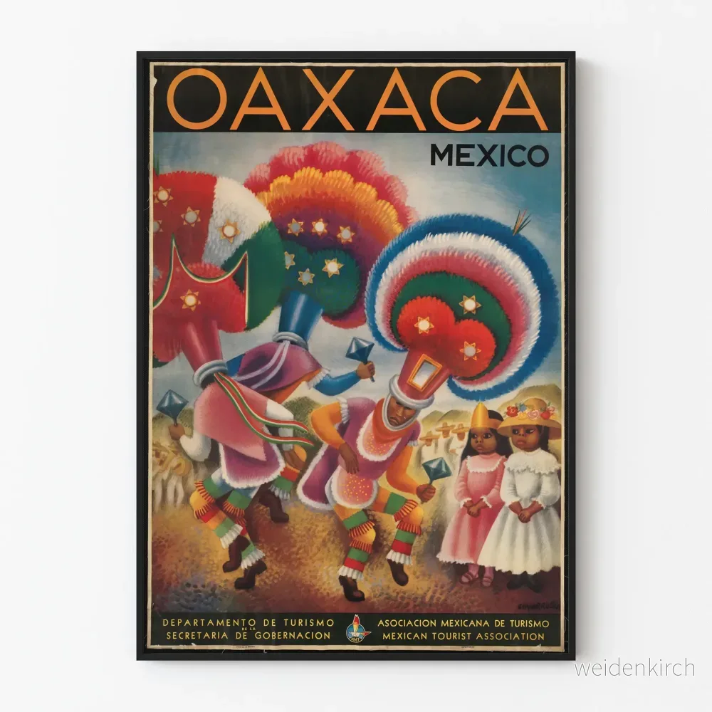 Vintageaffisch Oaxaca Mexiko - Färgglad väggdekoration