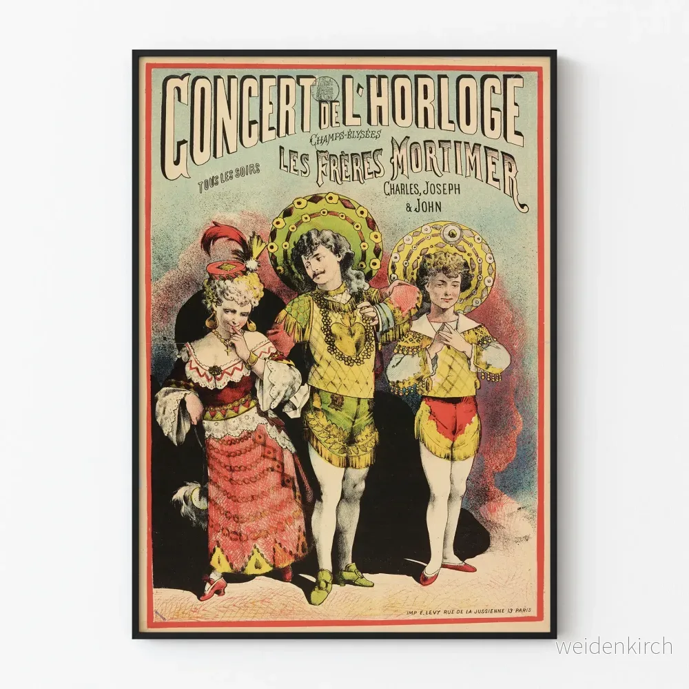 Vintageposter av Konserten vid Klockan på Champs-Élysées av Frères Mortimer