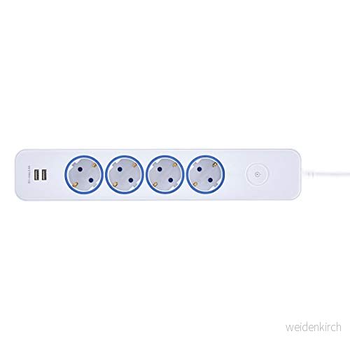 Blaupunkt grenuttag, flera uttag, 4 vägs Schuko 2 USB A, med strömbrytare, överbelastningsskydd, vit, meter 4008153301438