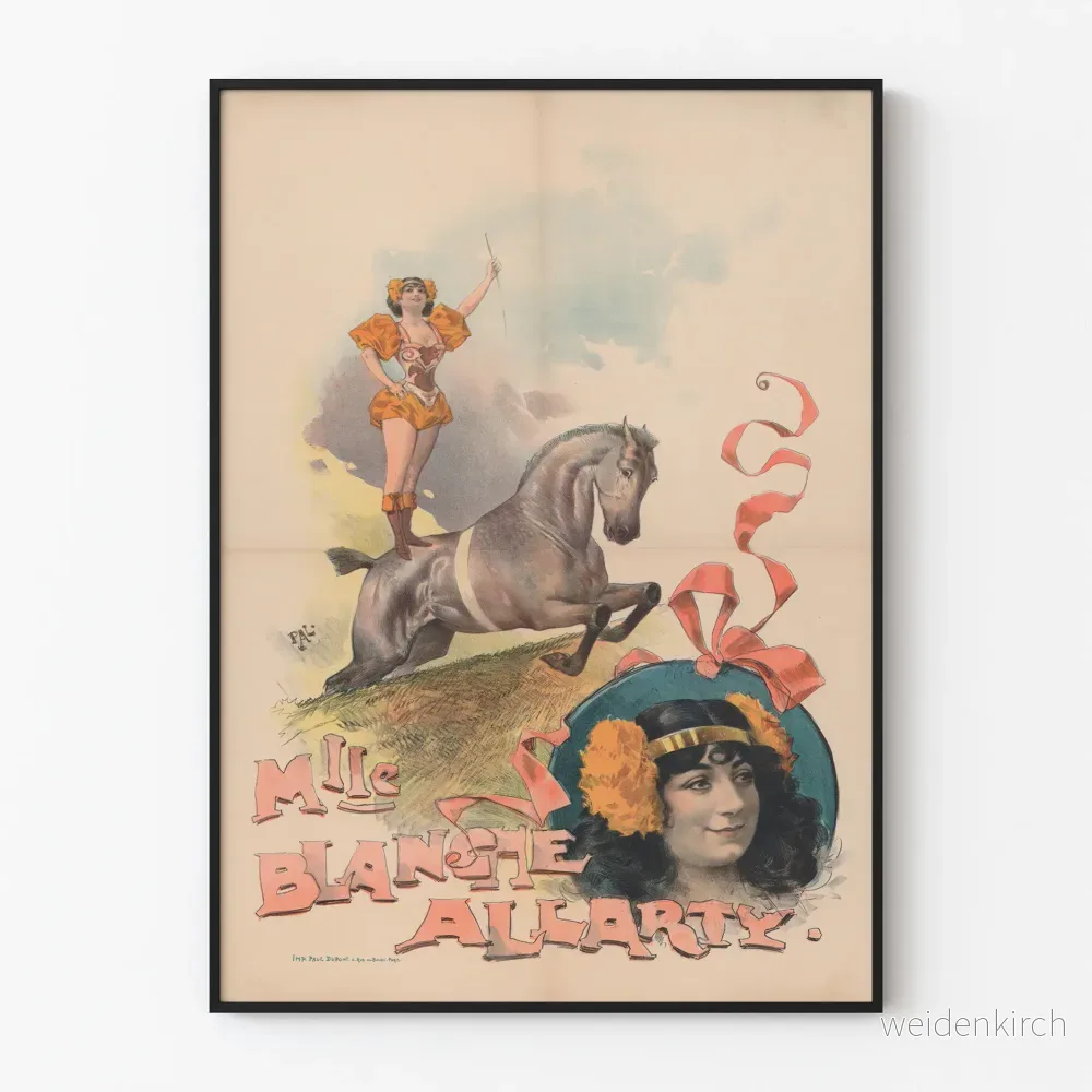 Vintageposter Melle Blanche Allarty ryttare