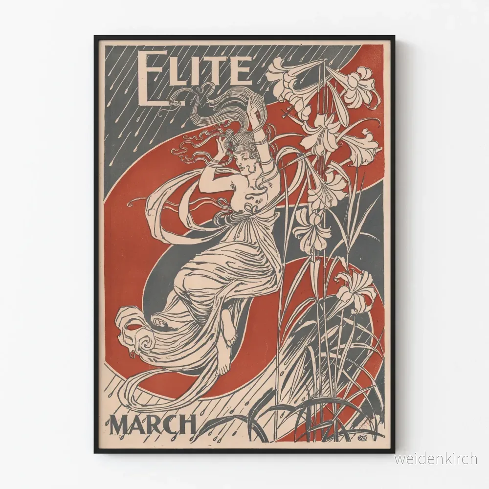 Elegant konstnärsposter i art nouveau-stil Elegant konstnärsposter i art nouveau-stil