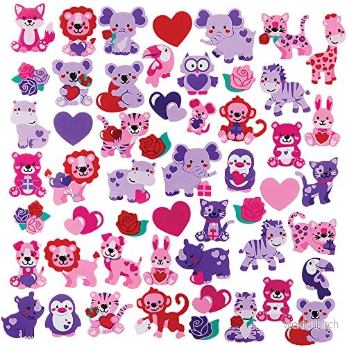 Baker Ross FX109 Love Heart Jungle Animal Foam klistermärken Förpackning med 200, för barnkonst och hantverk 5063067003570