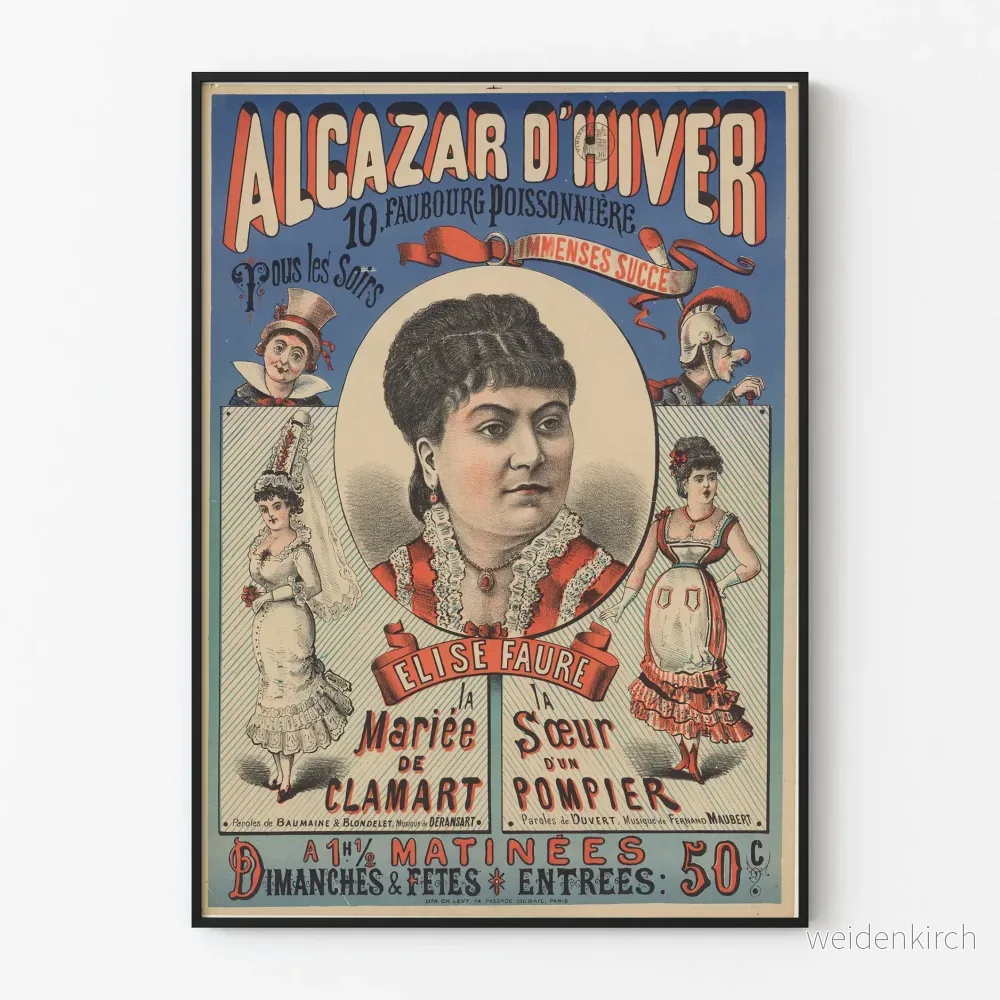 Vintageposter av Alcazar d'Hiver med Elise Faure