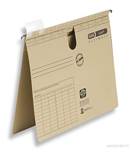 ELBA 100560134 hänghängare vertic ULTIMATE 50 pack kommersiell häftning av återvinningskartong för DIN A4 brun blå ängel idealisk på kontoret och myndigheten 4002030008076