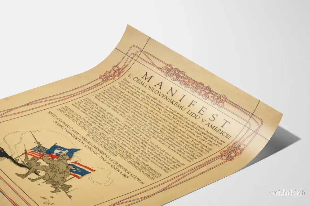 Historisk poster Manifest för Tjeckoslovakiska folket i Amerika 1918 - Bild 3