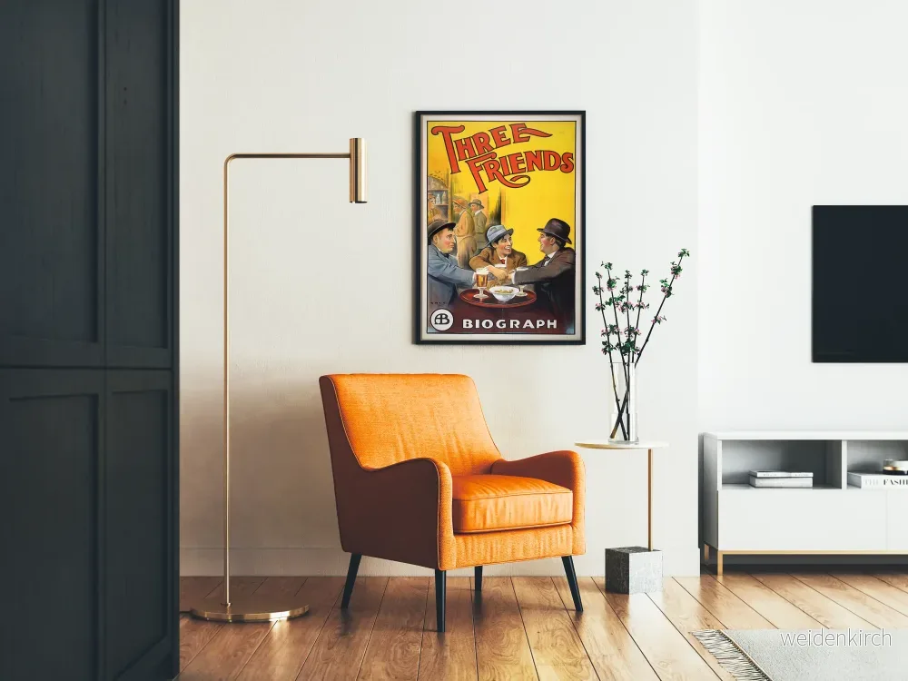 Vintageposter Three Friends - Retro dekorativ målning för gemytlighet - Bild 2