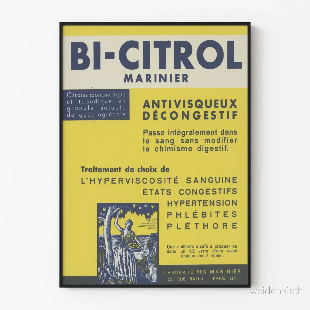 Vintageposter Bi-Citrol Marinär Antiviskös Avsvällande