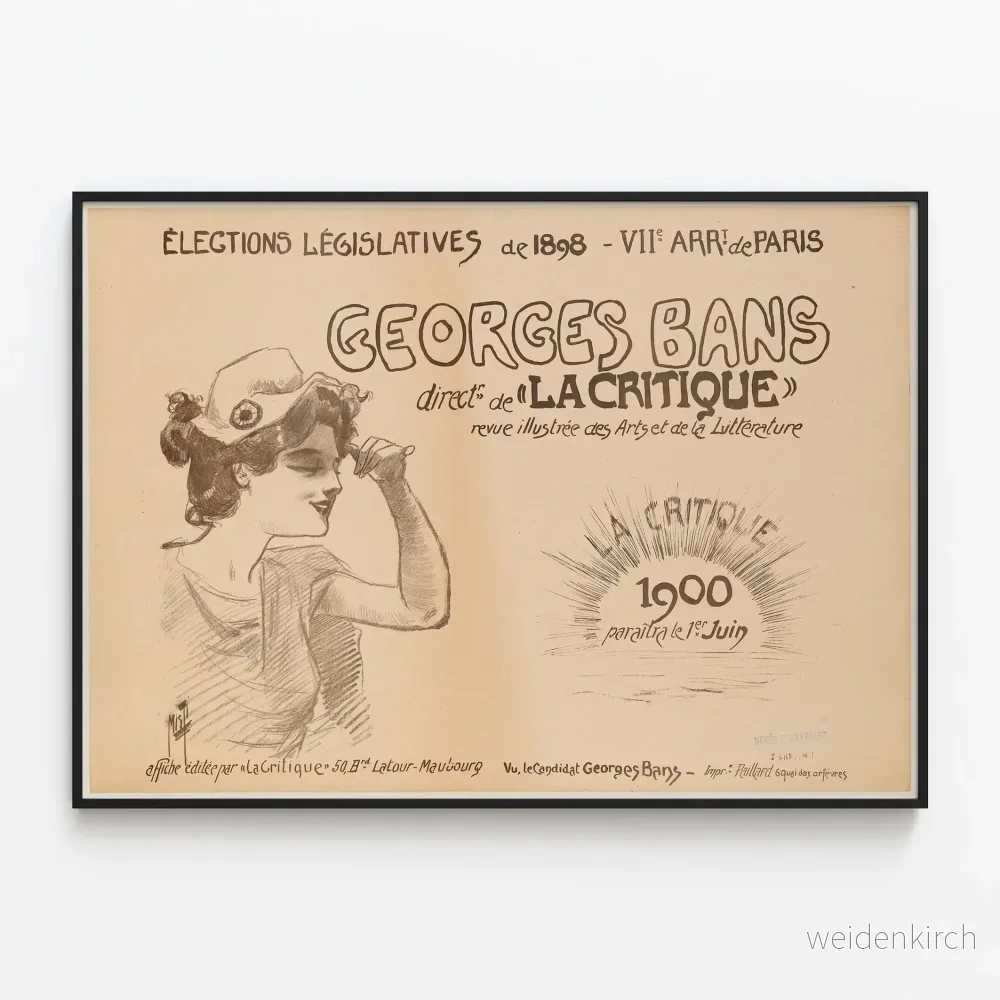 Vintageposter för Lagstiftningsvalet 1898 - Georges Bans, Sjunde distriktet i Paris