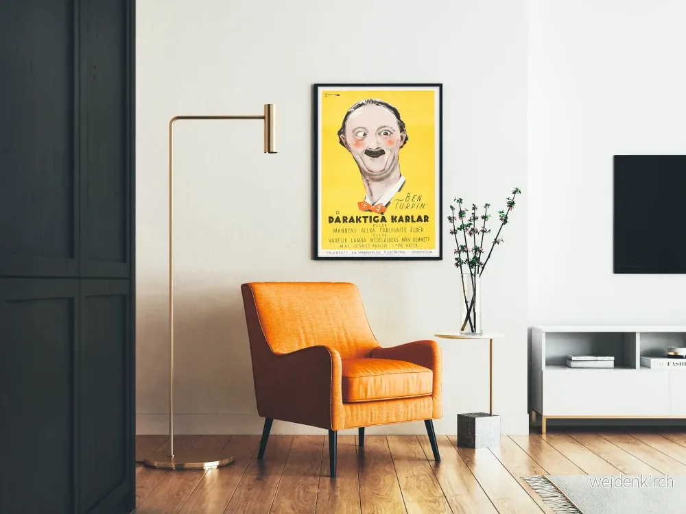 Vintage humoristisk poster med Ben Turpin på gul bakgrund - Bild 2