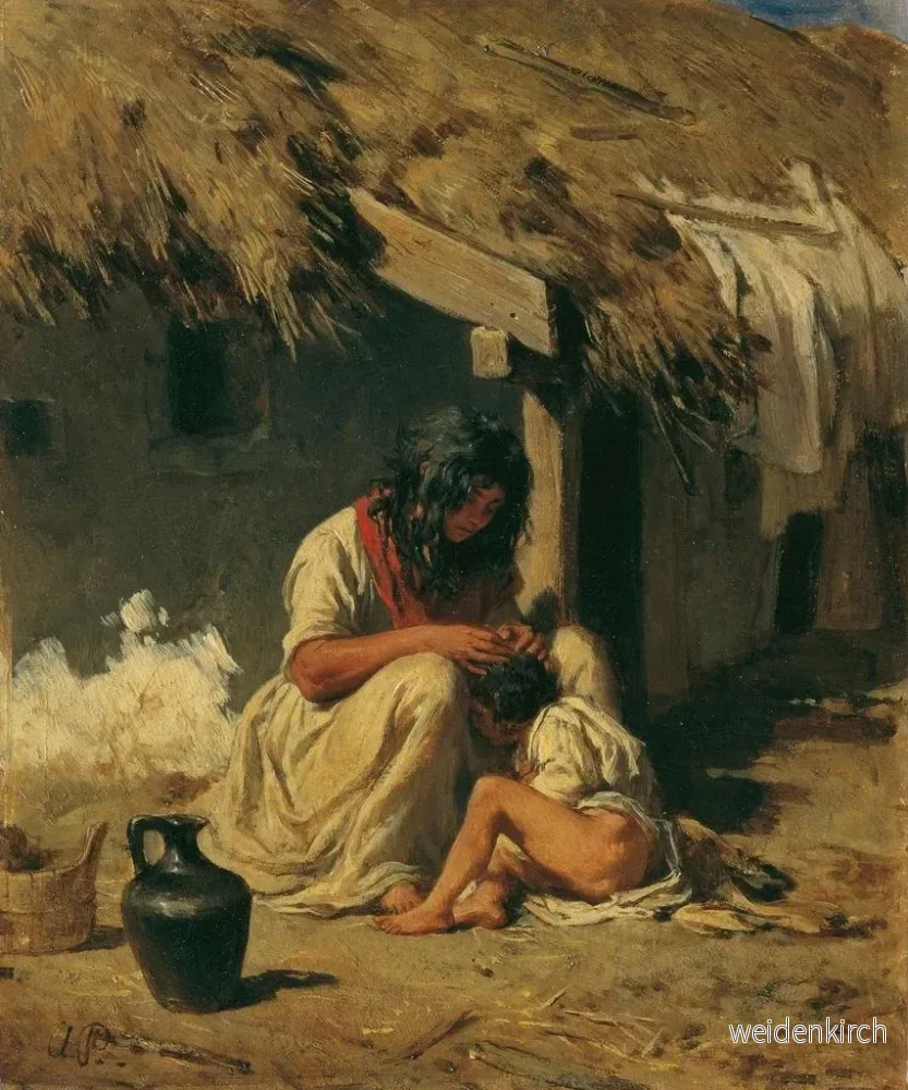 Målning Idylle av en ungersk by - August von Pettenkofen | Konsttryck - Bild 2