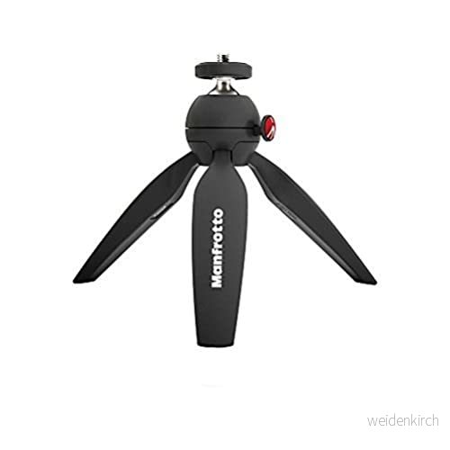 Manfrotto MTPIXIMII B, PIXI Mini kamerastativ med handgrepp för kompakta systemkameror, DSLR, spegellös, video, tillverkad i Italien, Technopolymer och aluminium, bordsstativ, svart 8024221716795