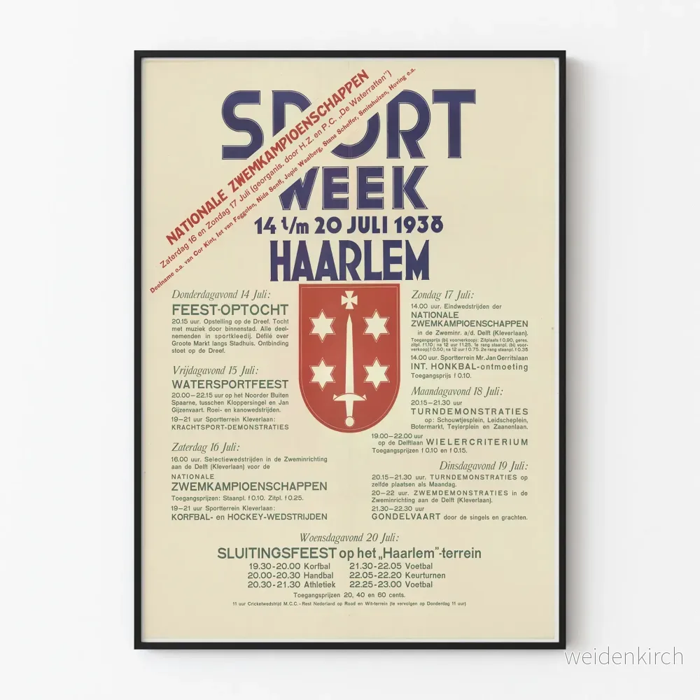 Vintageposter Sport Week Haarlem 1938 – Retro väggdekoration Vintageposter Sport Week Haarlem 1938 – Retro väggdekoration