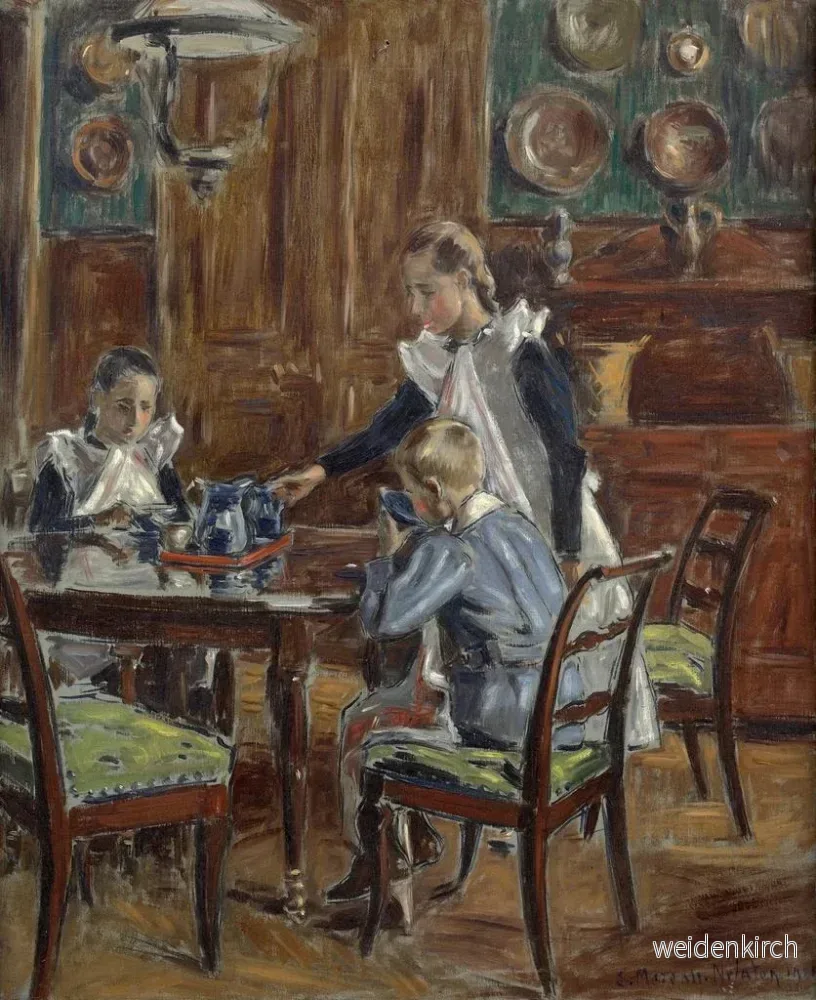 Målning Le petit déjeuner du matin Les enfants de l’artiste dans la salle à manger de Frévent - Tardenois - Étienne Moreau - Nélaton | Konsttryck - Bild 2