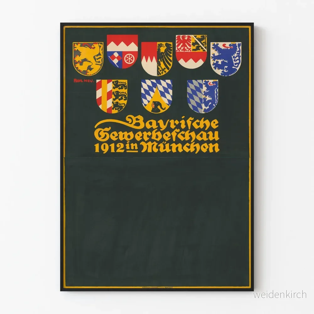 Bayersk yrkesskyltsaffisch 1912 München väggdekoration vintage