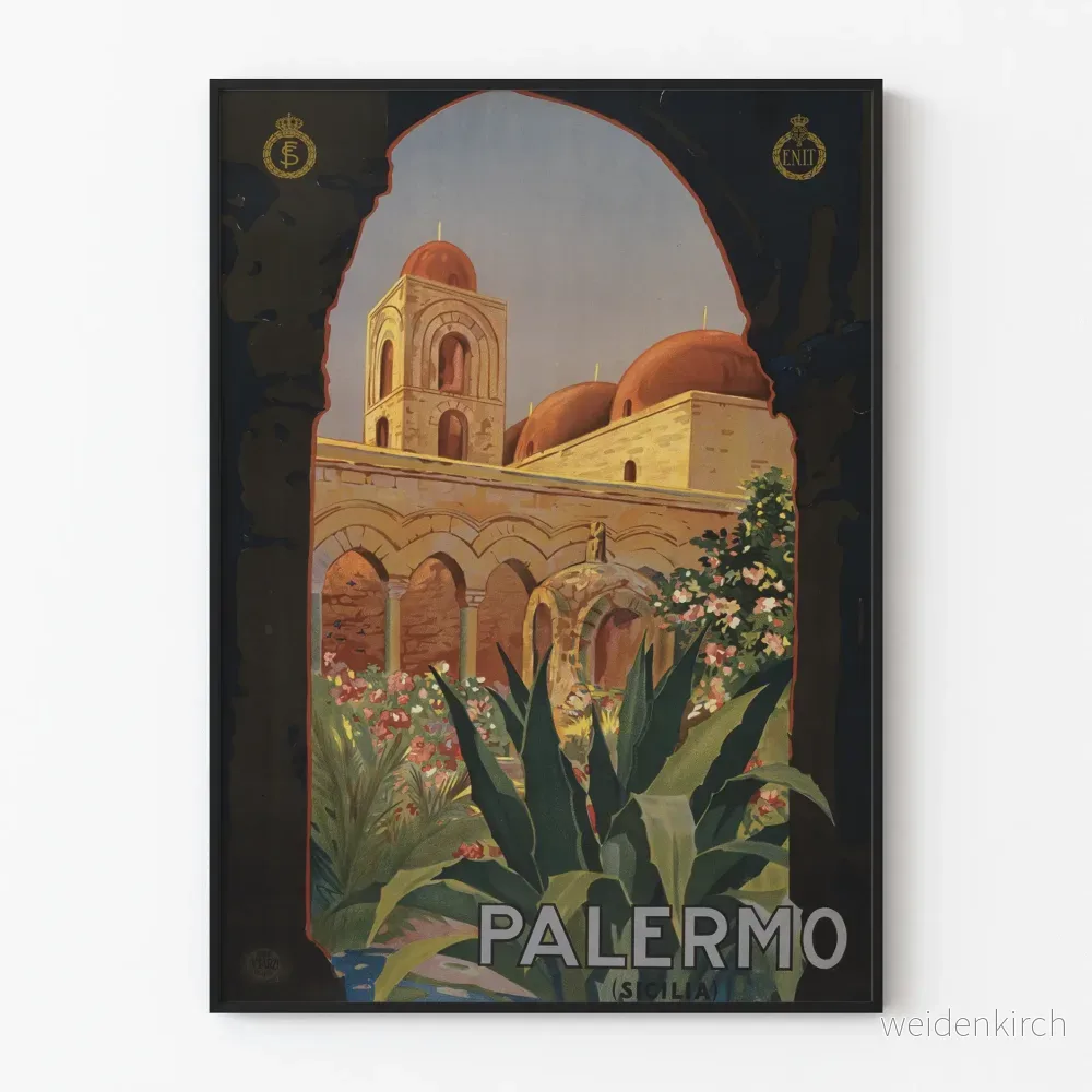 Vintageaffisch Palermo Sicilien - Italiensk väggdekoration