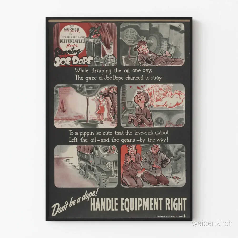 Vintageposter Förebyggande Säkerhet - Hantera Utrustningen med Omsorg