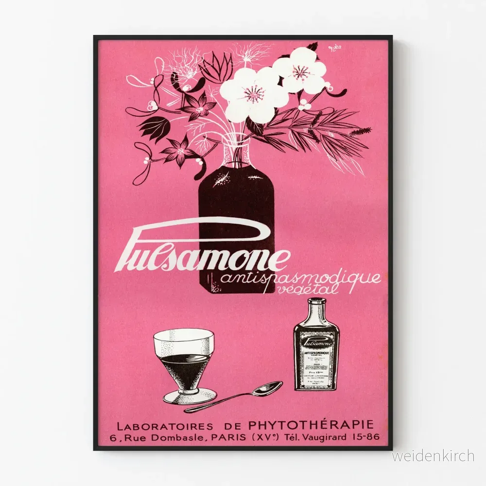Vintageposter Pulsamone Växtbaserat antispasmatiskt