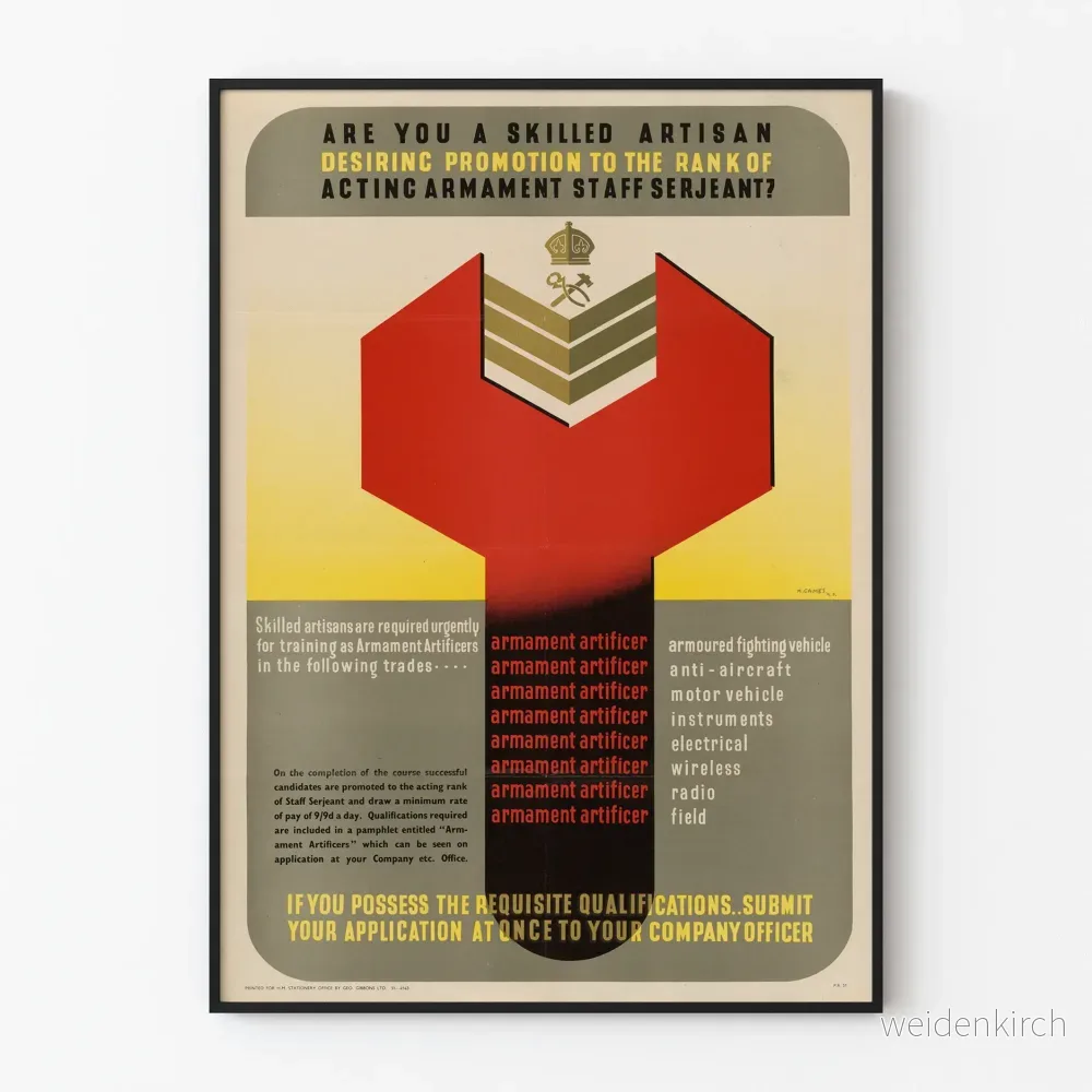 Vintage militär poster för vapenfrämjande hantverk