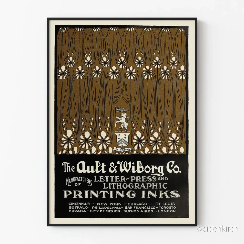 Vintage reklamposter från Ault & Wiborg Co. för tryckfärger