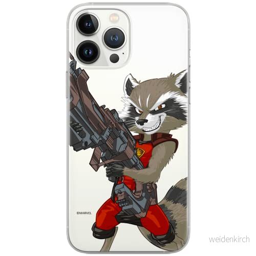 ERT GROUP mobiltelefonfodral för Iphone 13 PRO MAX originalt och officiellt licensierat Marvel mönster Rocket 008 Vit optimalt anpassad till formen på mobiltelefonen, gedeeltelijk transparant 5903932865134