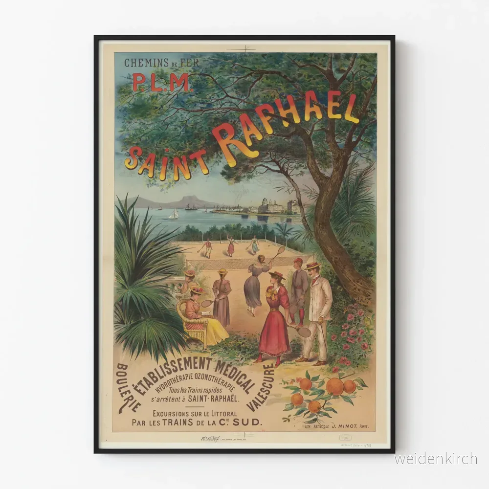 Vintageposter för Saint Raphaël Chemins de Fer P.L.M. för väggdekoration