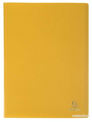 Exacompta Ref. 8529E kartong med 20 OPAK dokumentkuvert antireflekterande kornade fickor 40 vyer för A4 format mått 24 x 32 cm mjukt polyproomslag gul 3130632085292