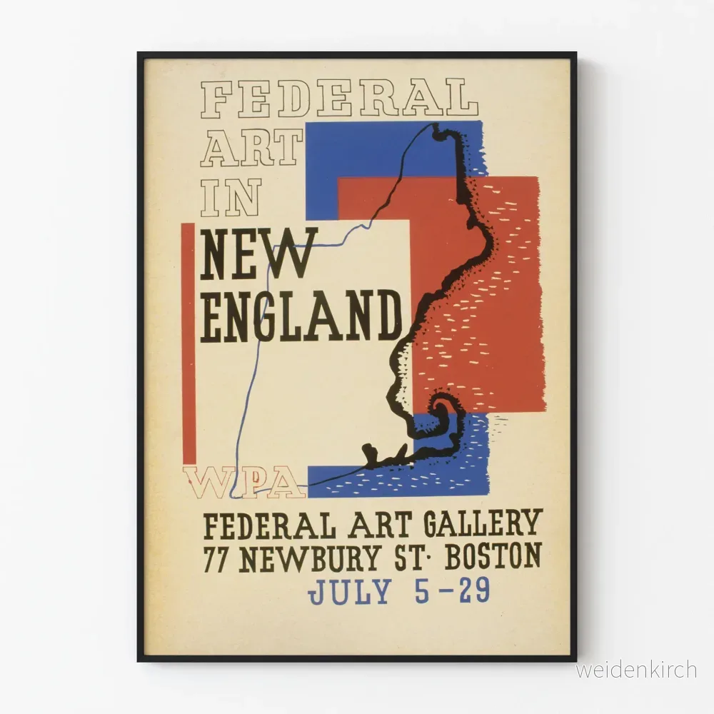 Vintageaffisch Federal Art New England Galleri Boston
