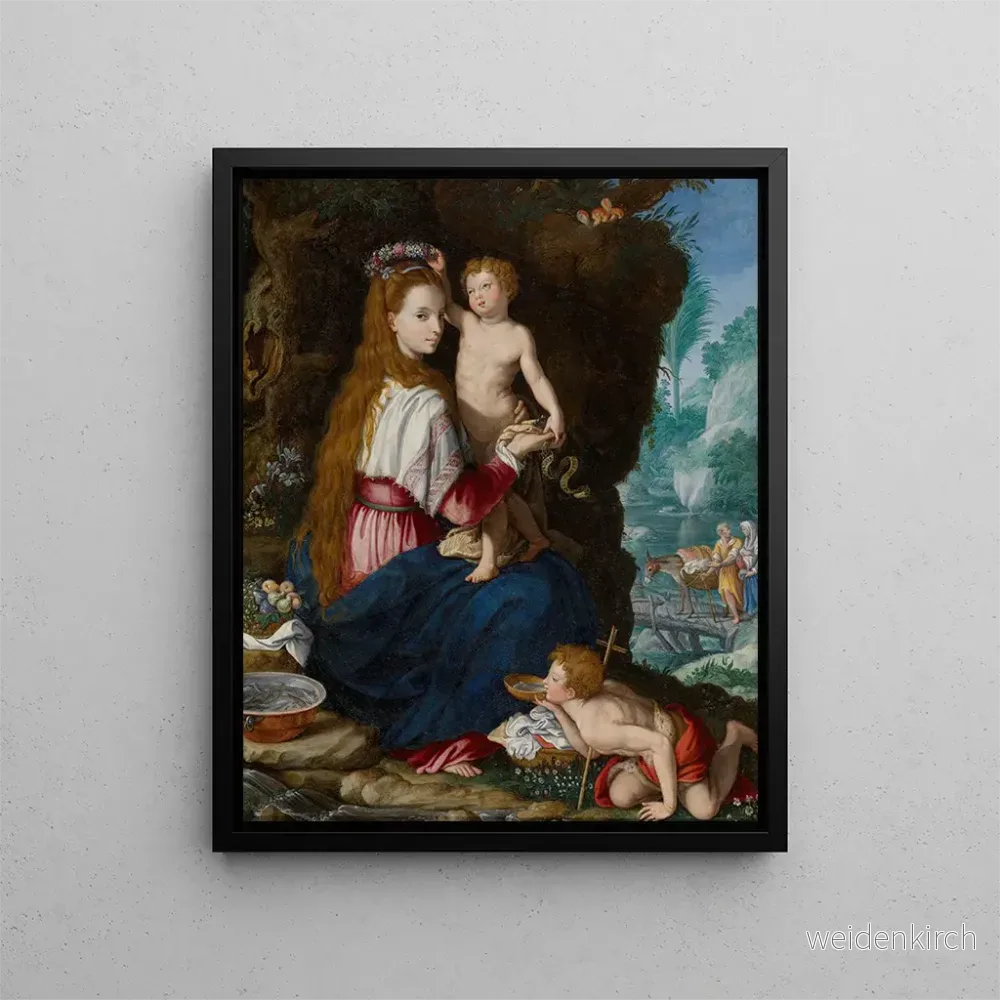 Målning La Vierge avec l'enfant saint Jean-Baptiste - Alessandro Allori | Konsttryck