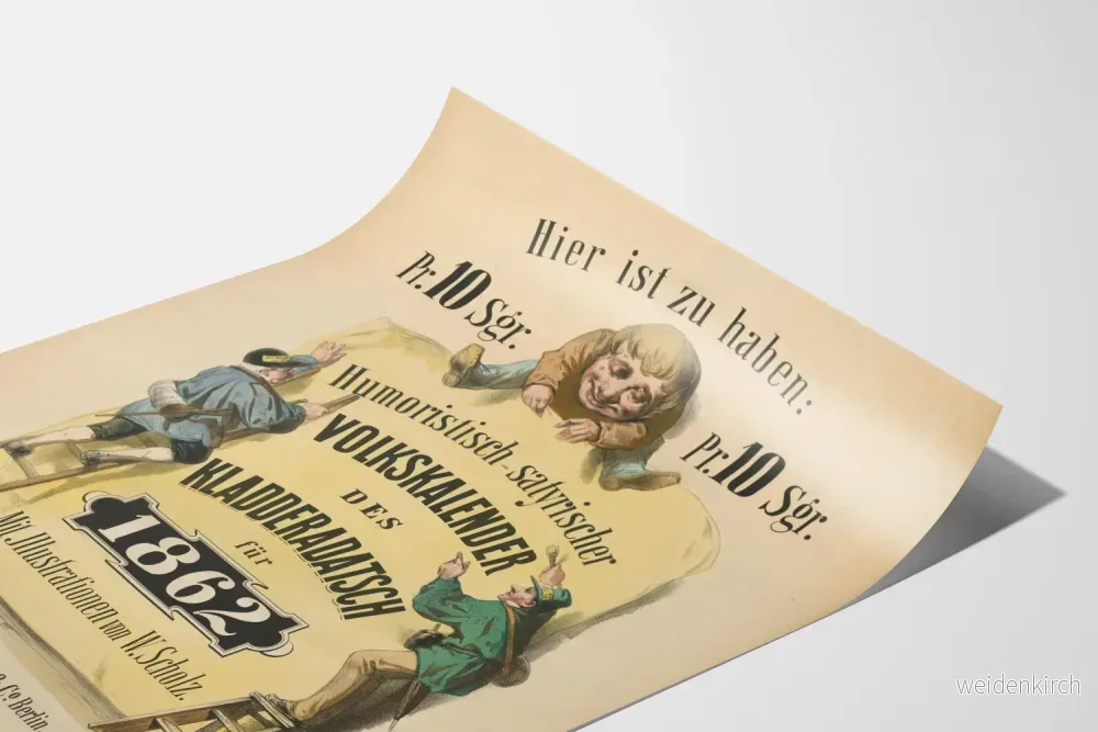 Vintage humoristisk satirisk poster för folkkalender 1862 - Bild 3