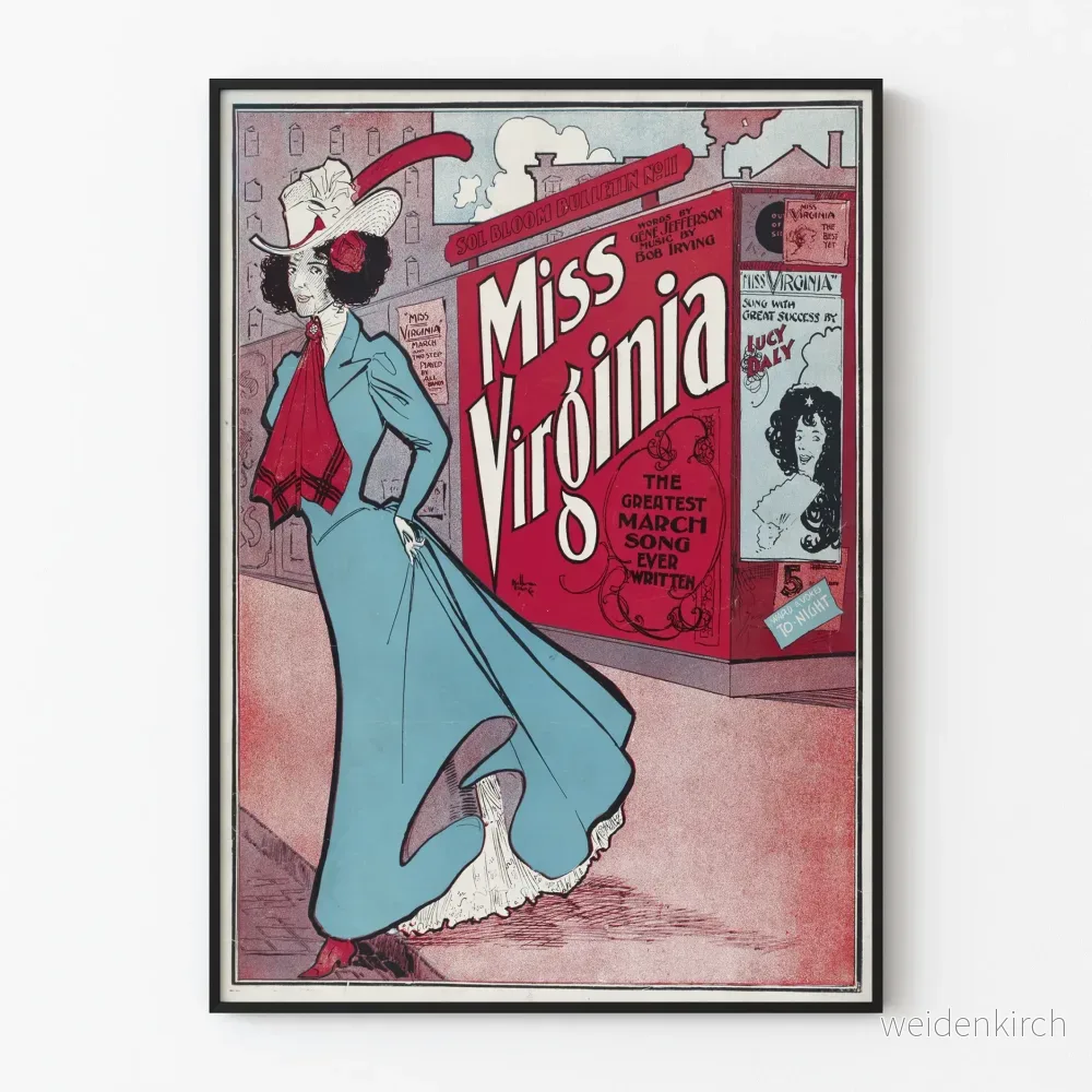Vintageposter Miss Virginia - Retro väggdekoration
