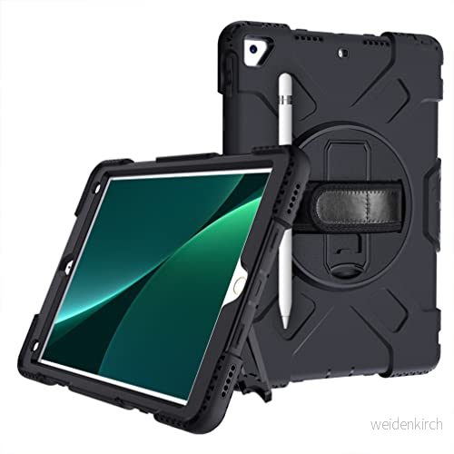 fodral för iPad Air3 2019/iPad Pro 10.5 2017 med vikbart stativ, tre i ett stötsäkert pennhållare och handledsrem svart 7657136165979