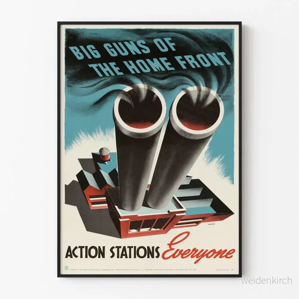 Vintageposter Big Guns of the Home Front väggdekoration