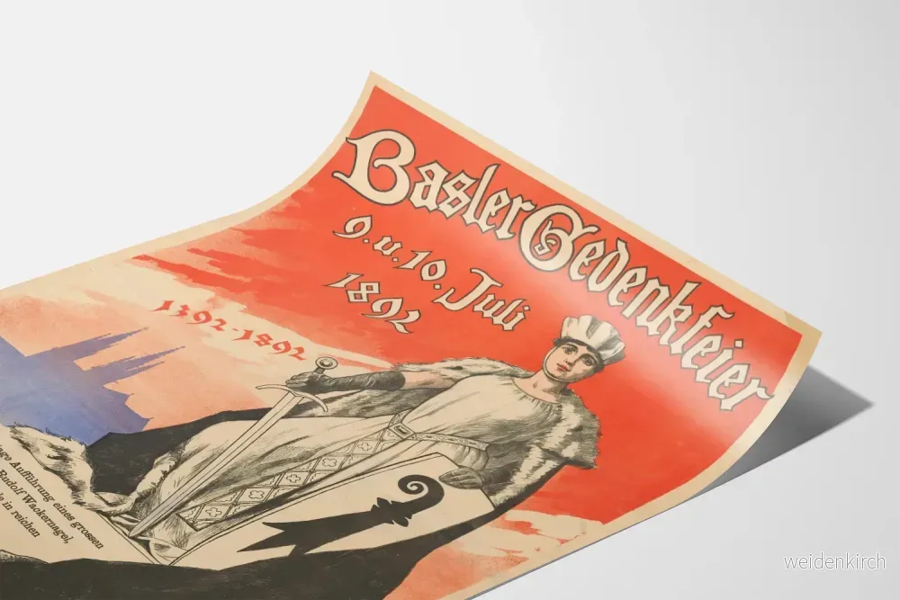 Vintageposter för Basler minnesfest 1892 Historisk väggdekoration - Bild 3
