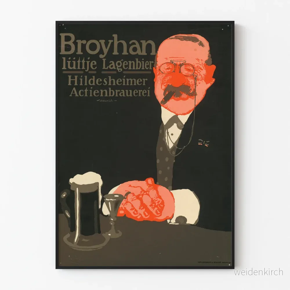 Vintageposter Broyhan Lüttje Lagenbier Hildesheimer Aktienbrauerei