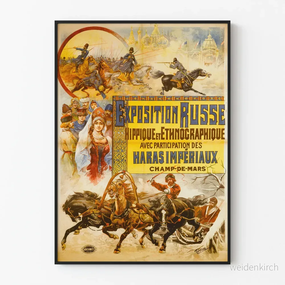 Vintage inredningsposter av Rysk hästutställning och etnografisk exposition